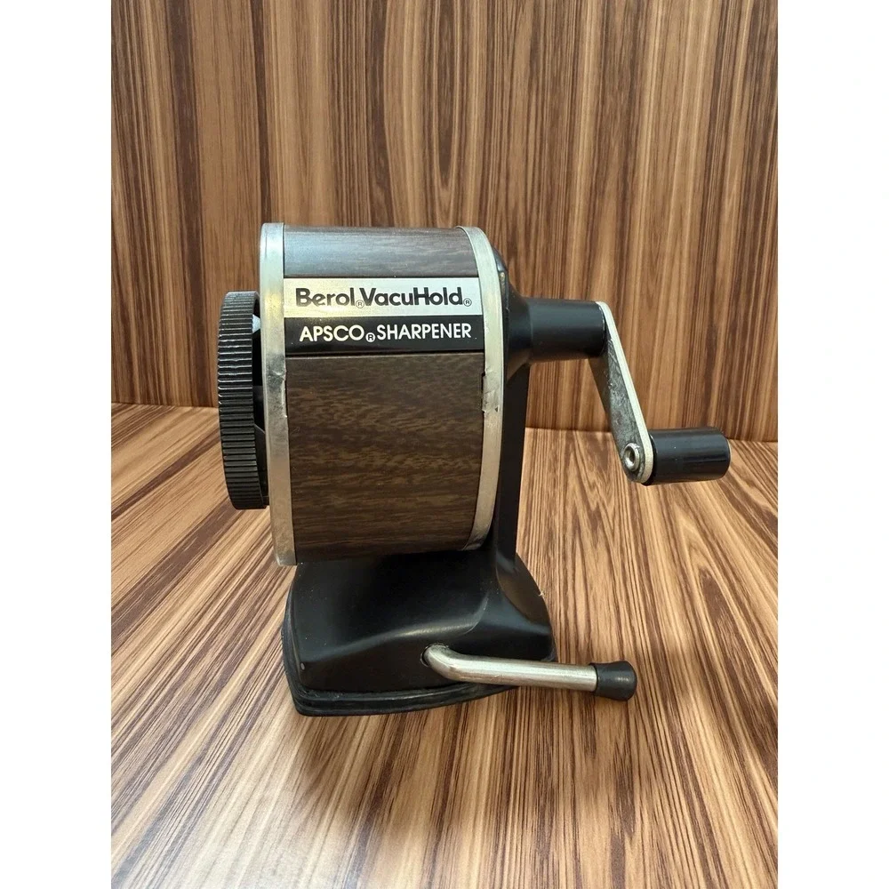 Vintage Berol Vacuhold Apsco Pencil Sharpener Made In USA 6 Hole Wood Grain